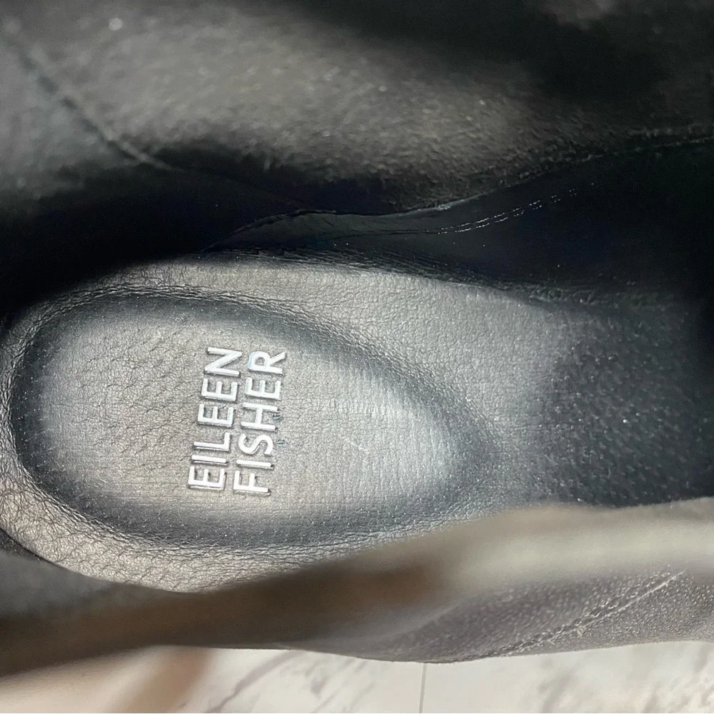 Eileen Fisher Capa Wedge Black Nubuck Lace Up Bootie 9 1/2